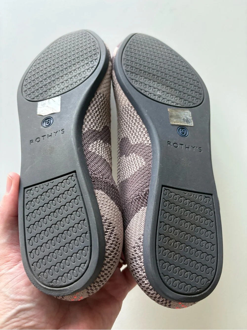 Rothy's The Point Flat in Taupe Camo Orange Stripe Women’s size 9
